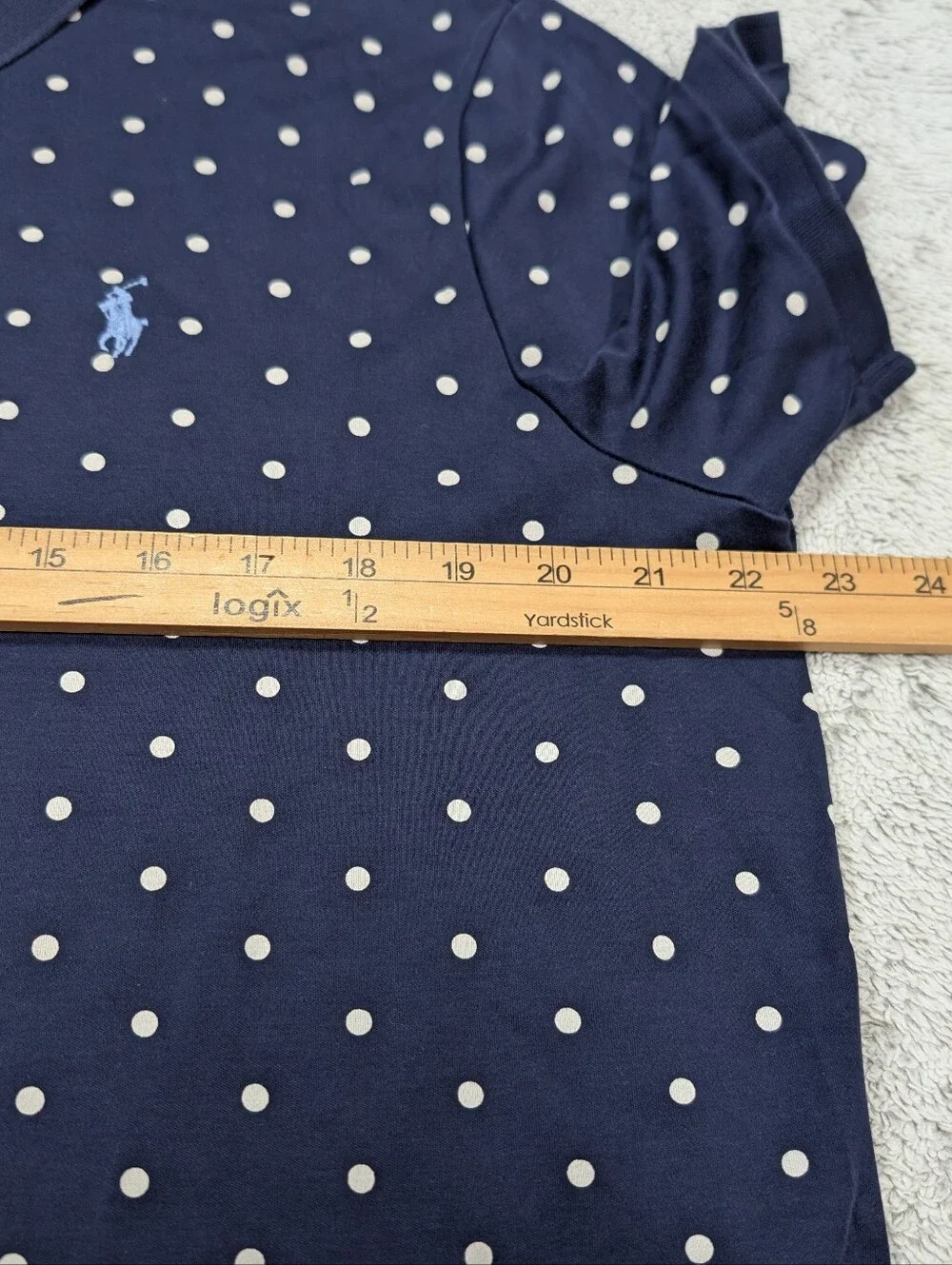 Polo Ralph Lauren Shirt Mens L Blue Navy Polka Dot Performance Classic